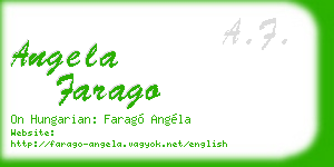angela farago business card