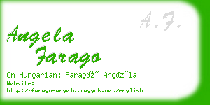 angela farago business card